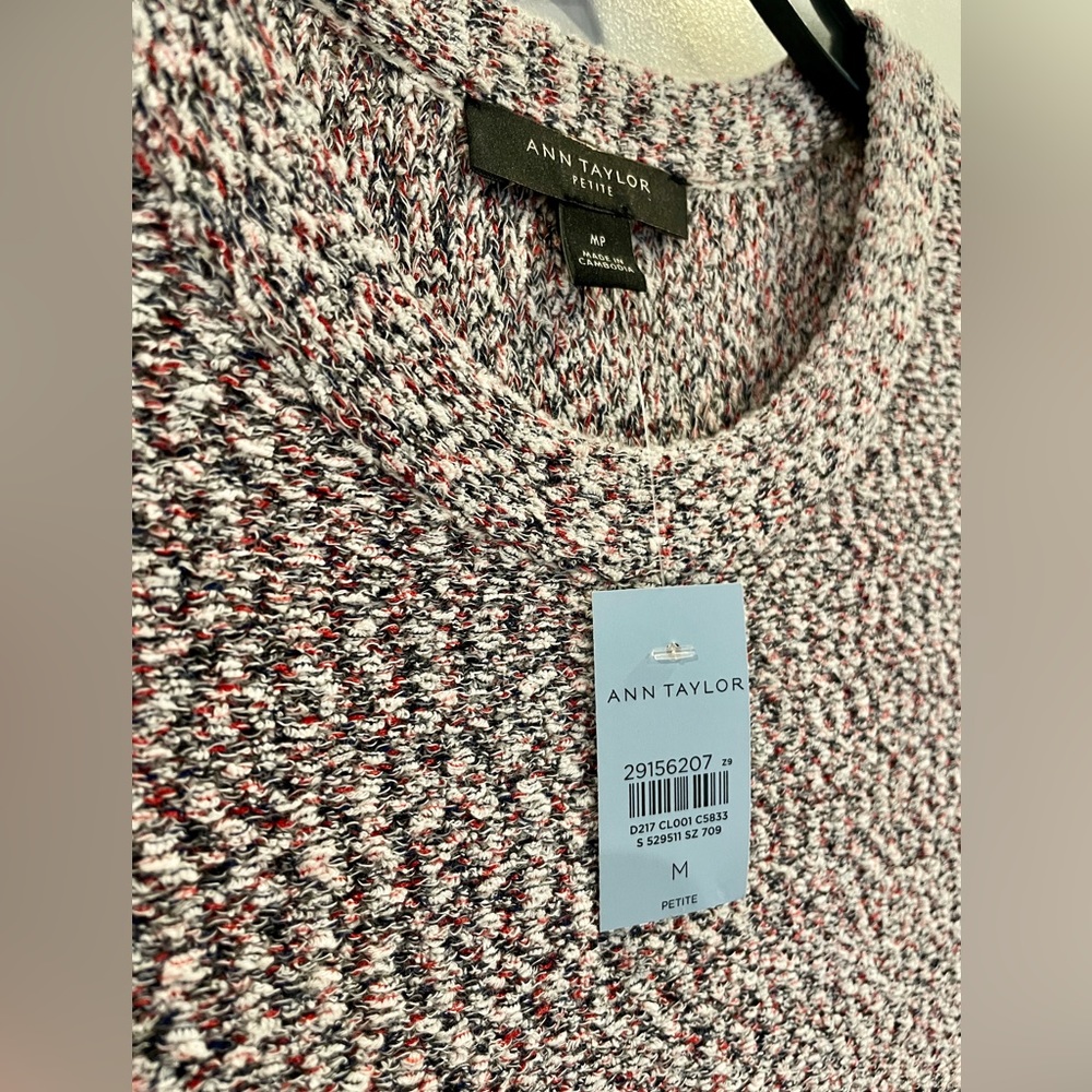 NWT Ann Taylor red & blue tweed dress